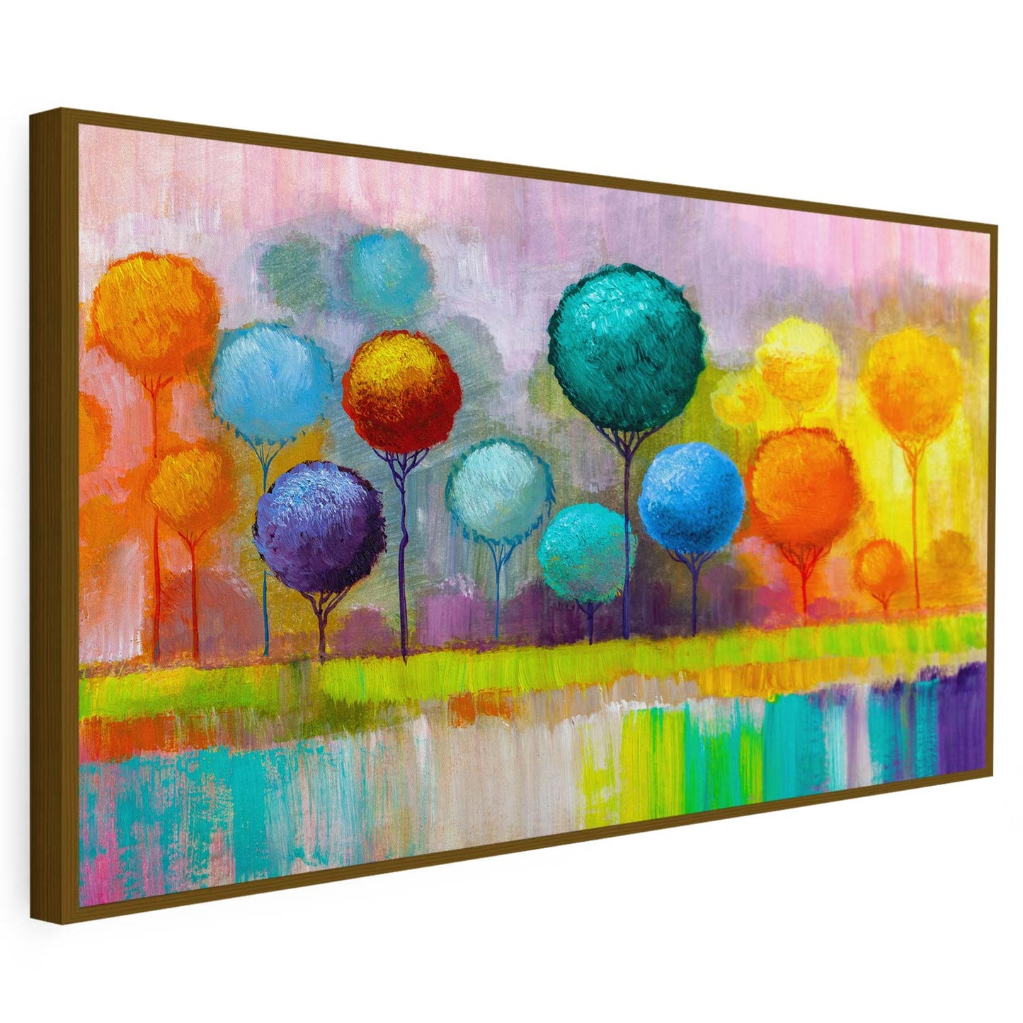 Tableau de silhouettes d'arbres colorées