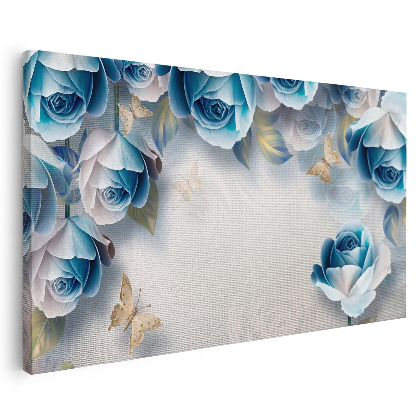 Tableau sur toile de fleurs bleues en 3D