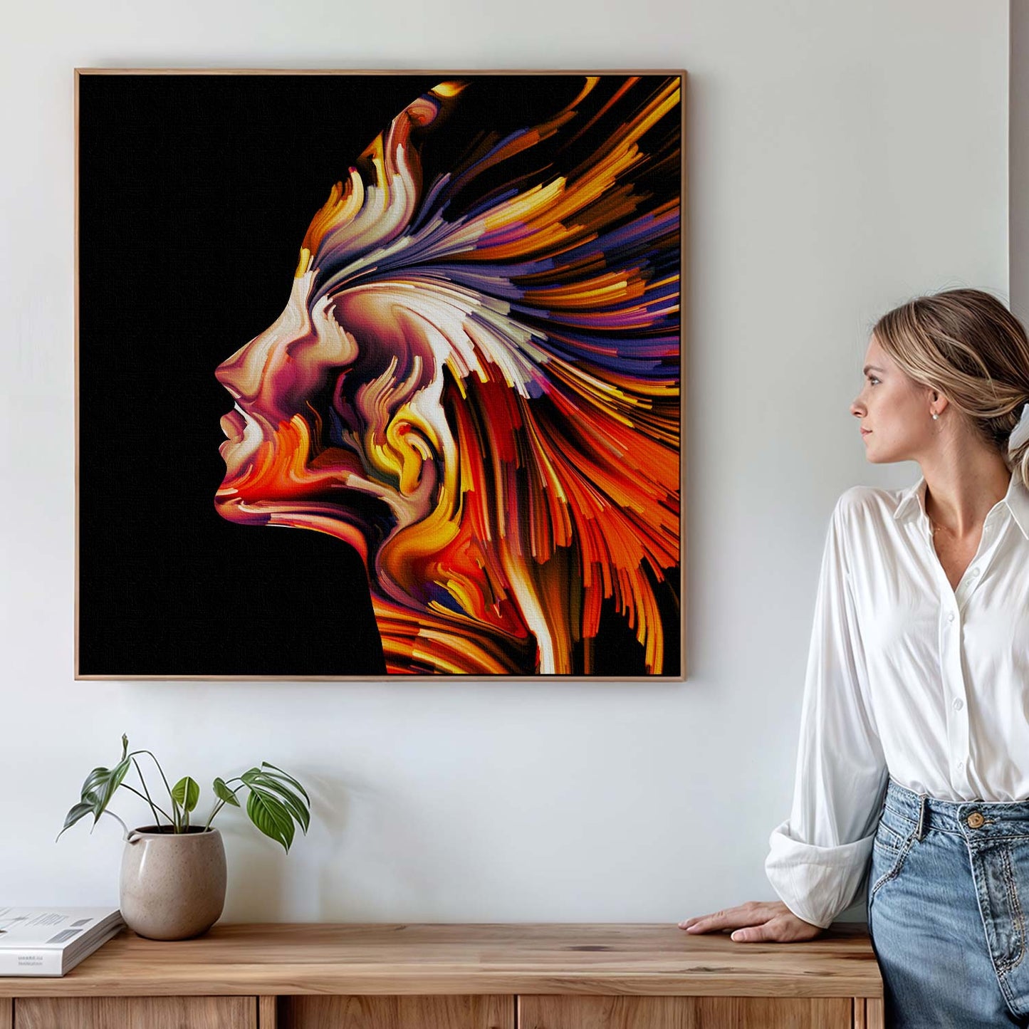 Tableau sur toile silhouette femme colorée