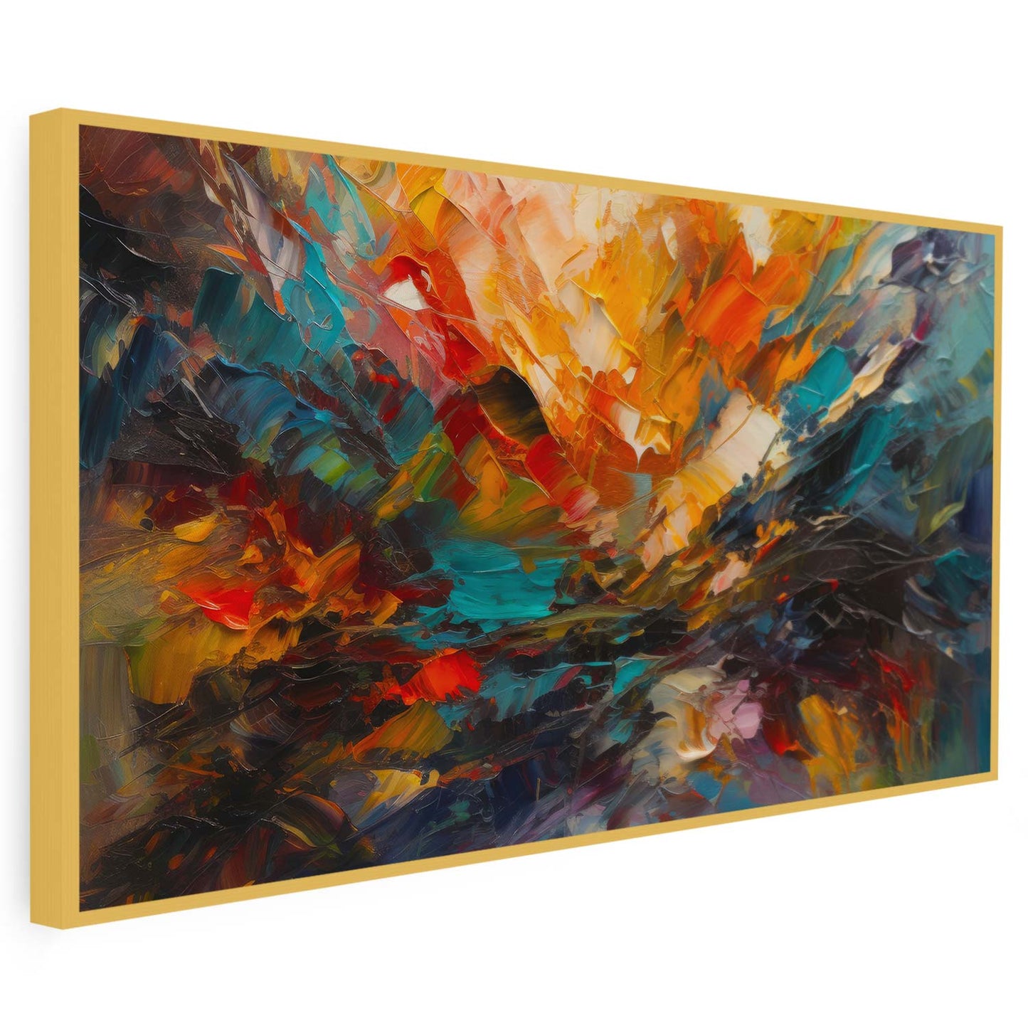 Tableau abstrait sur toile, effet peinture colorée
