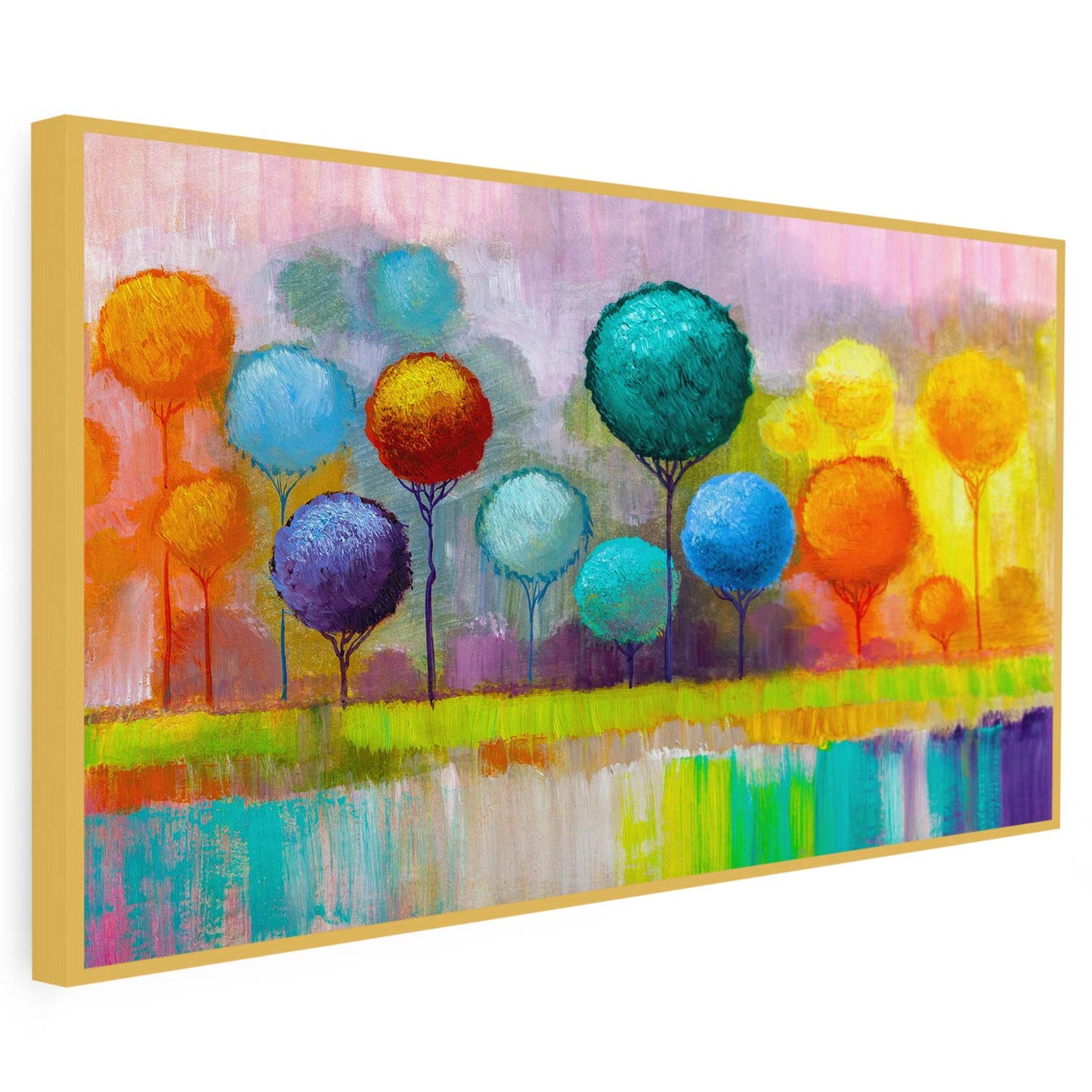Tableau de silhouettes d'arbres colorées