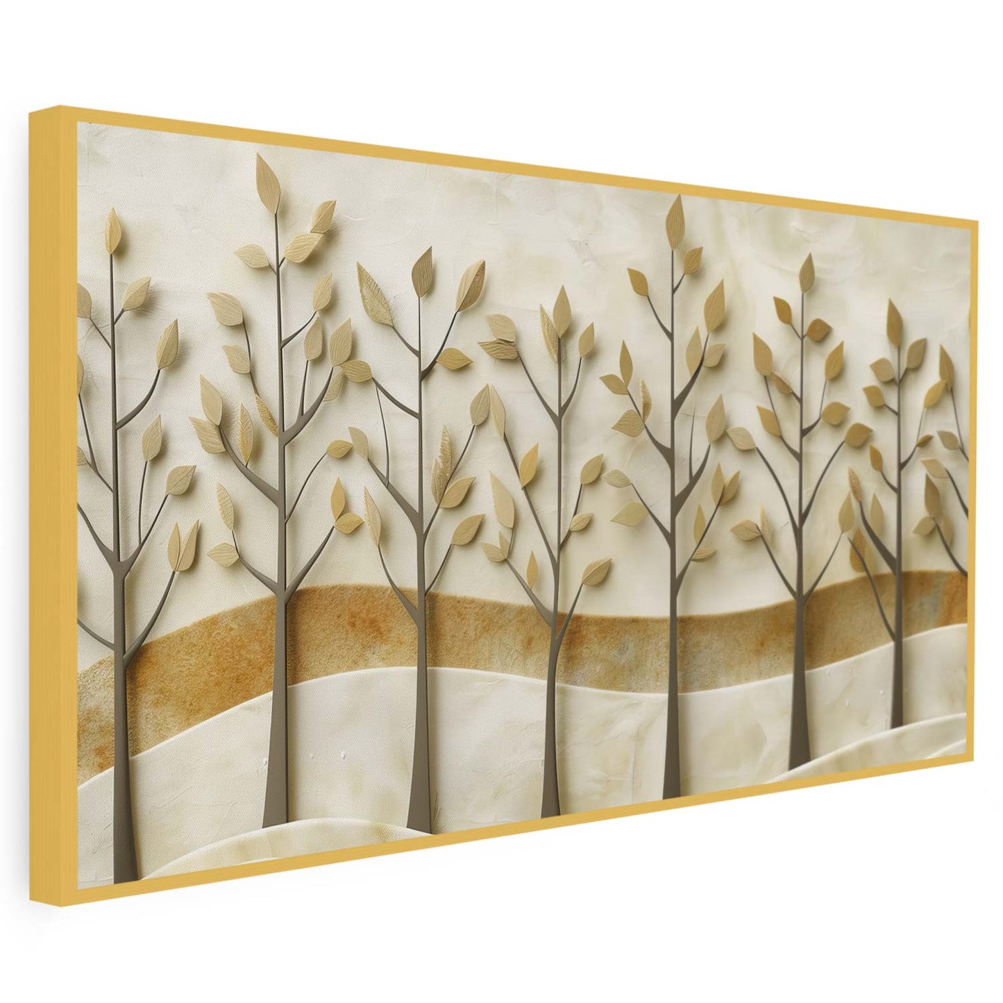 Tableau sur toile d'arbres en 3D doré