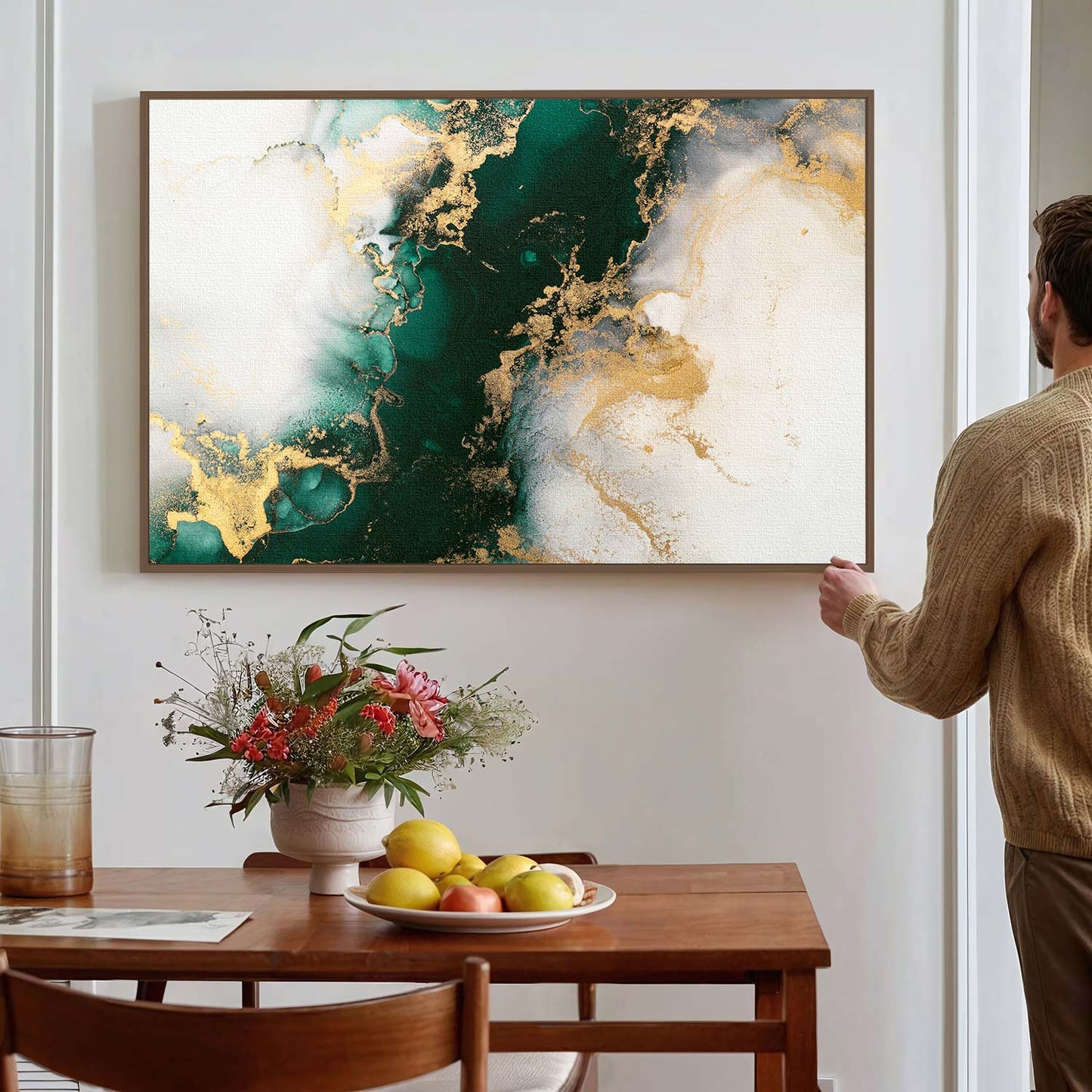 Tableau sur toile de marbre vert