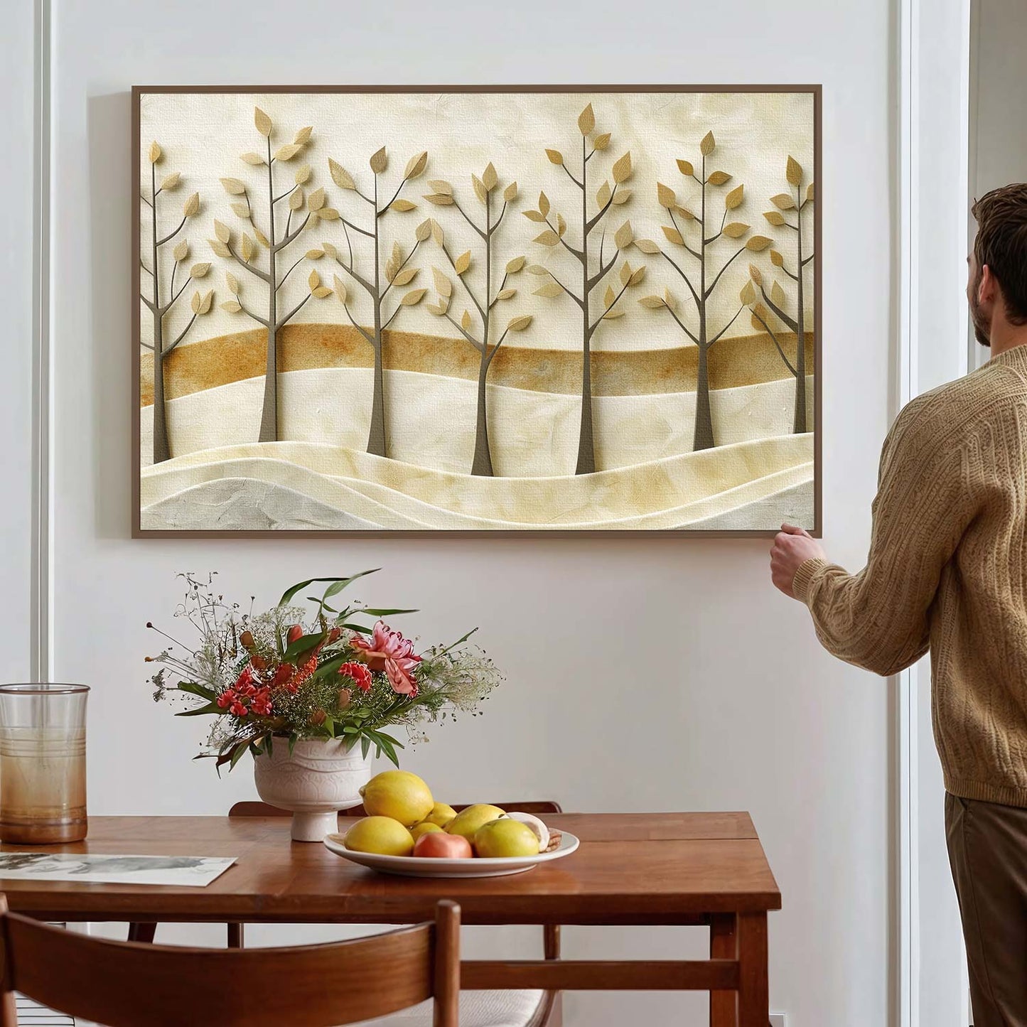 Tableau sur toile d'arbres en 3D doré
