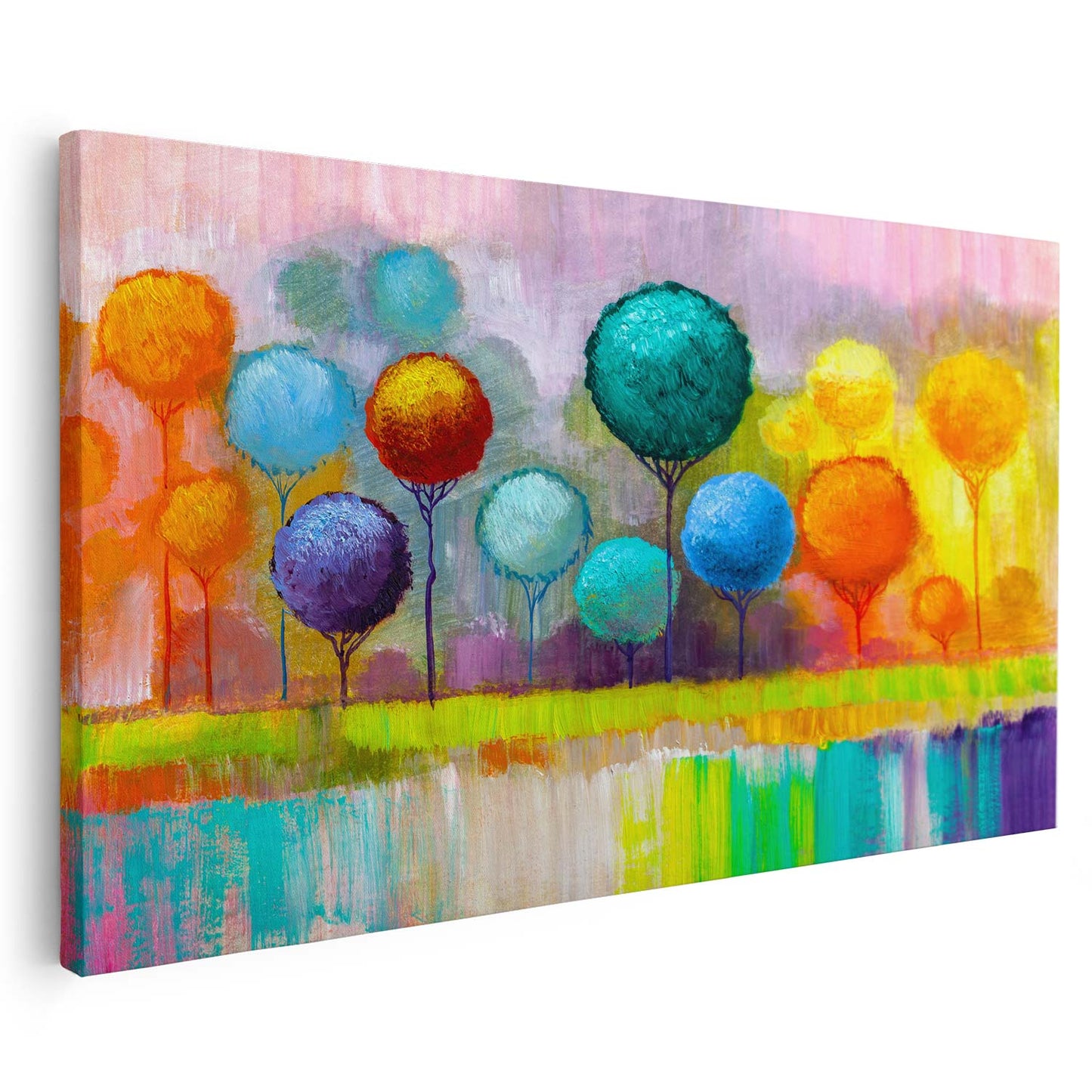 Tableau de silhouettes d'arbres colorées