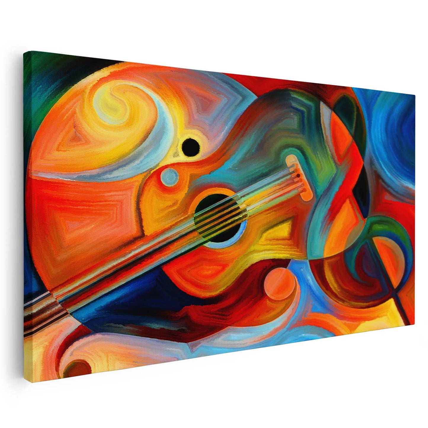 Tableau sur toile de guitare colorée