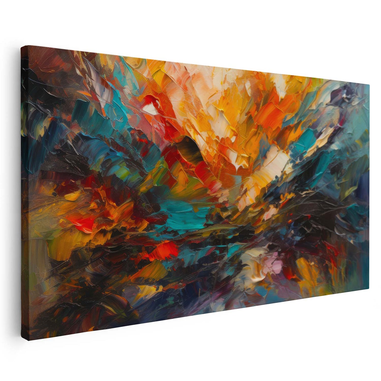 Tableau abstrait sur toile, effet peinture colorée