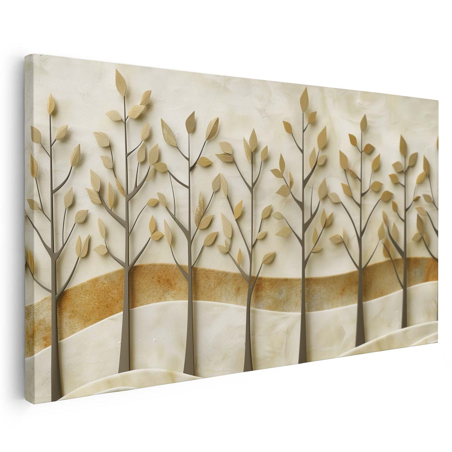 Tableau sur toile d'arbres en 3D doré