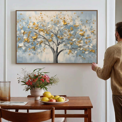 Tableau sur toile d'arbre doré effet 3d