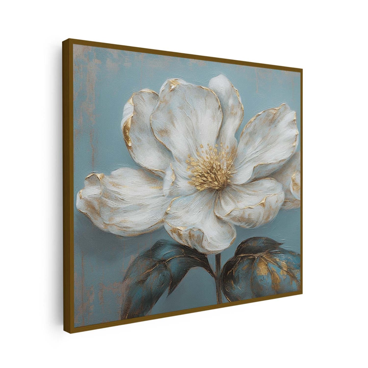 Tableau carré sur toile de fleur blanche