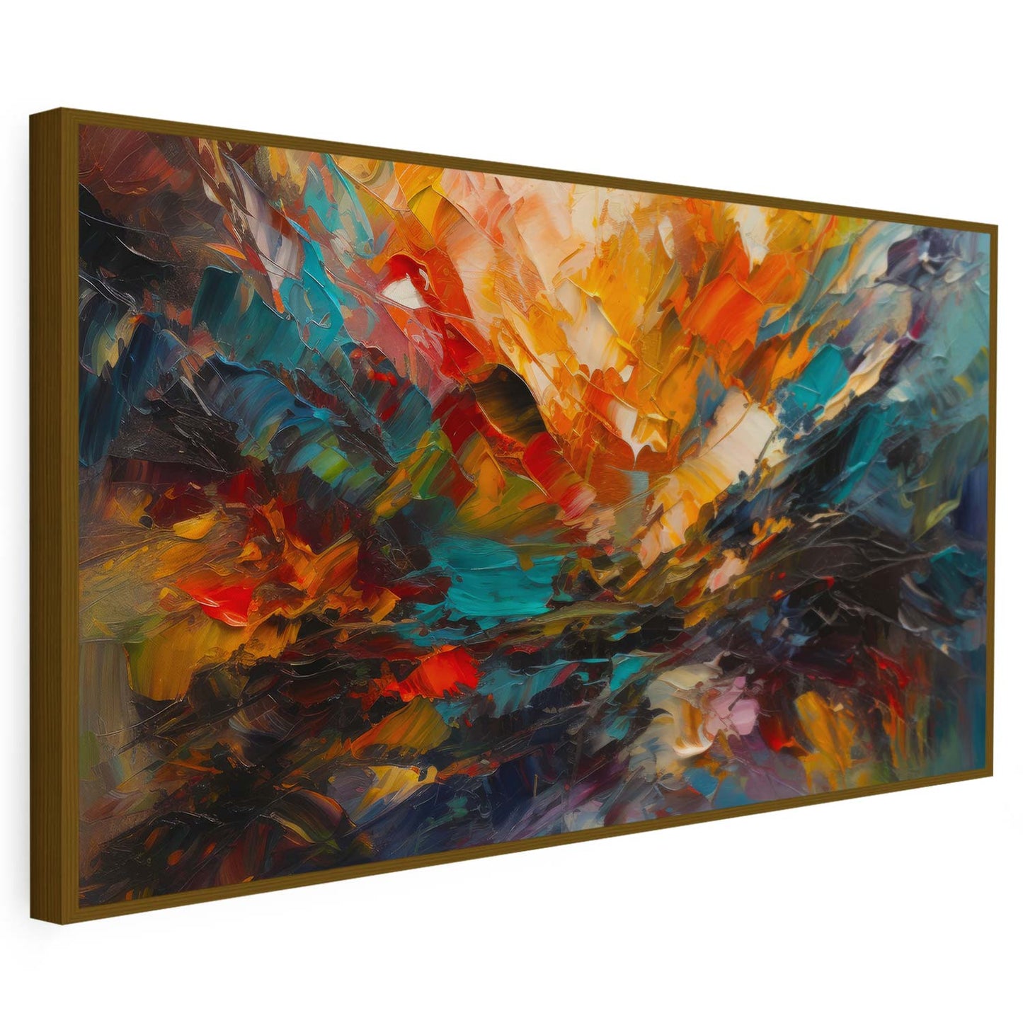 Tableau abstrait sur toile, effet peinture colorée