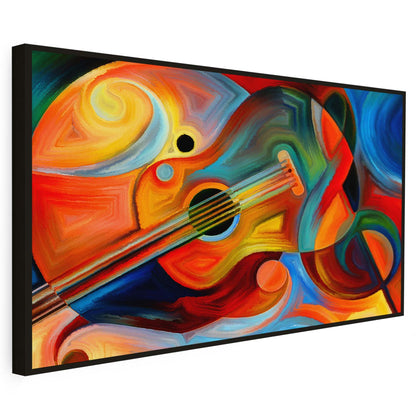 Tableau sur toile de guitare colorée