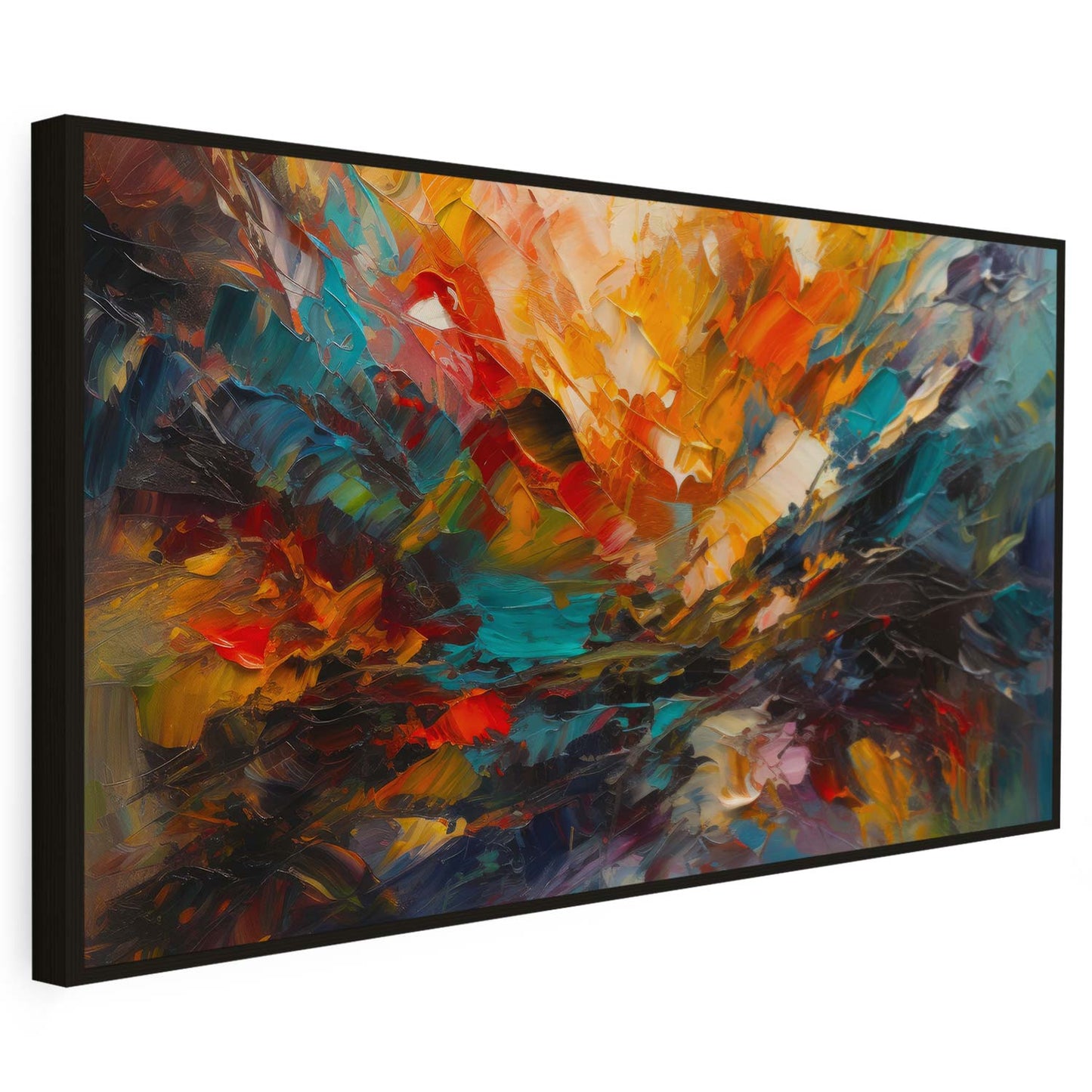 Tableau abstrait sur toile, effet peinture colorée