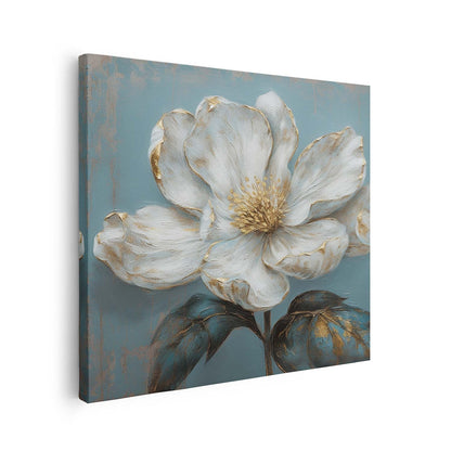 Tableau carré sur toile de fleur blanche