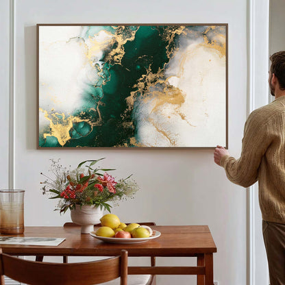 Tableau sur toile de marbre vert