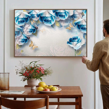 Tableau sur toile de fleurs bleues en 3D