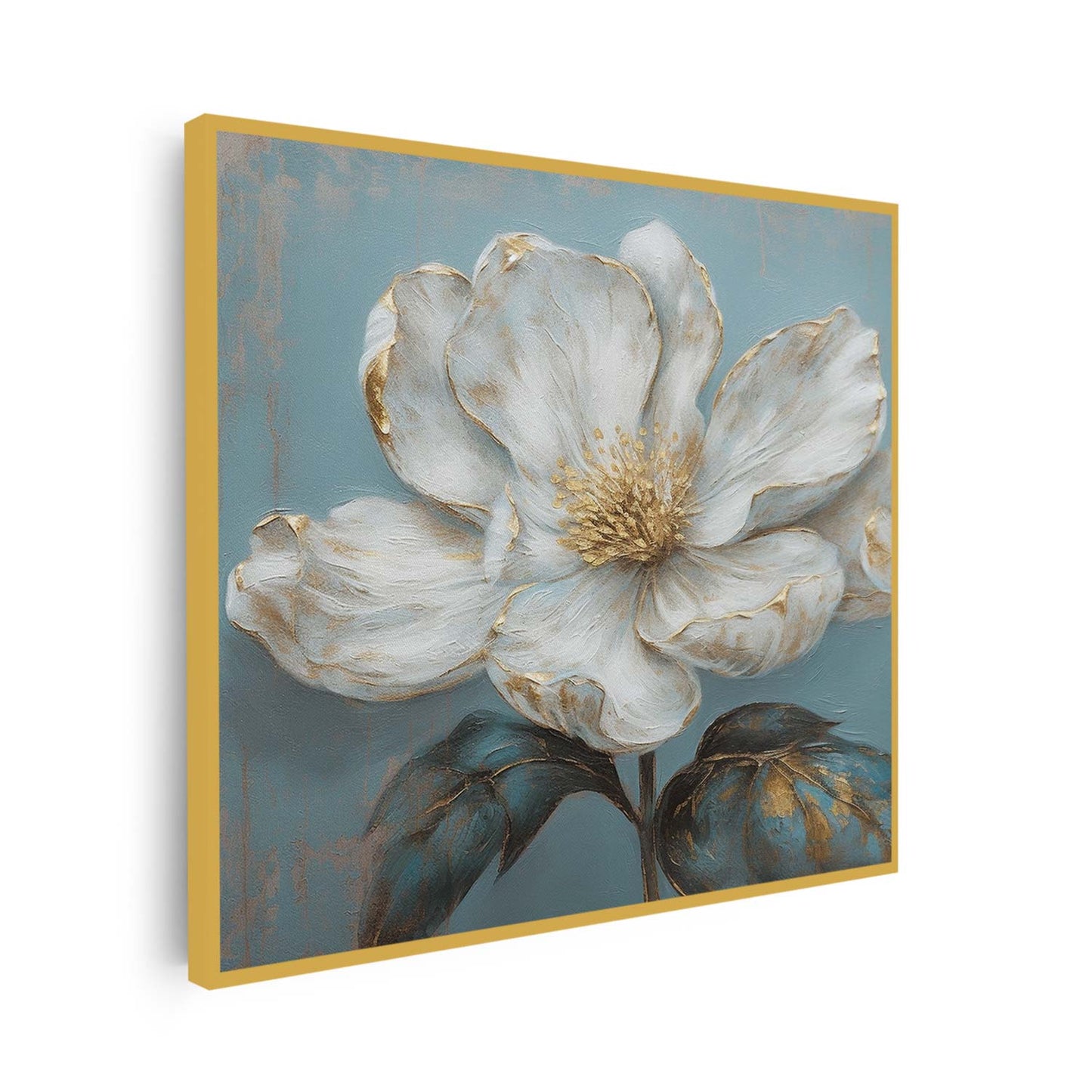 Tableau carré sur toile de fleur blanche
